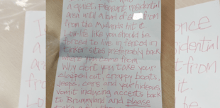 New video shows "Go back to Brummyland" hate letter suspect returns