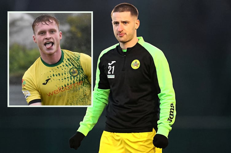 CYNCOED, CARDIFF, WALES - 13th JANUARY 2024 - Caernarfon's Joe Faux before Cardiff Metropolitan University vs Caernarfon Town FC in Round 22 of the JD Cymru Premier Phase One at Cardiff Met Cyncoed Campus, Cardiff (Pic by Sam Eaden/FAW)