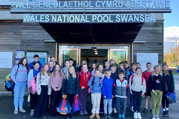 ADASC swimmers outside the National Pool in Swansea