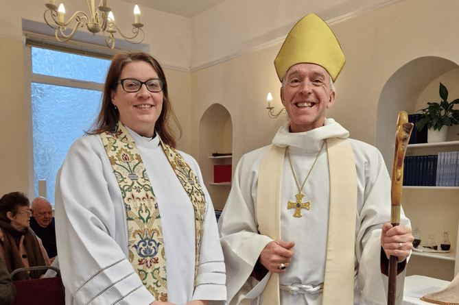 Revd Kim Williams and Archbishop of Wales at the blessing of New St John's