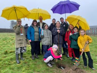 Aberystwyth children plant apple trees in university heritage orchard