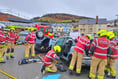 Emergency services practise crash response at Aber fire station