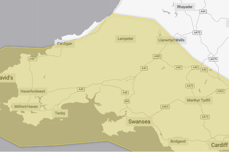 A yellow warning has been issued for rain