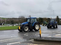 Angry farmers drive tractors to Aberystwyth to protest farming scheme