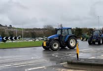 Angry farmers drive tractors to Aberystwyth in protest over farming scheme