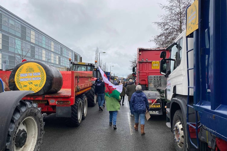The scenes behind the Welsh Government office in Aberystwyth right now
