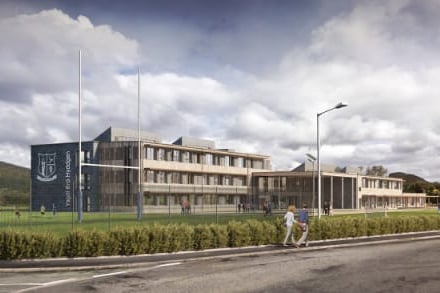 An artist’s impression of the new all through school in Machynlleth
