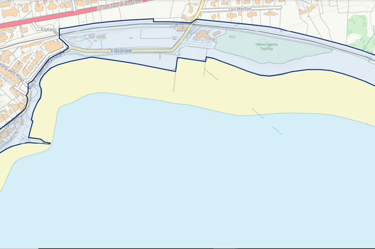 The area the zone would cover in Criccieth