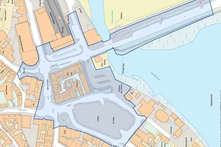 The area the zone would cover in Pwllheli