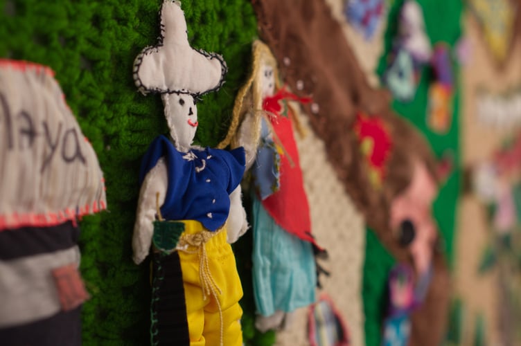 Collective textile created by community members of Villeta Florida village in Colombia 