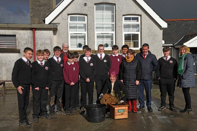 Ysgol Eifionydd pupils with MP Liz Saville Roberts