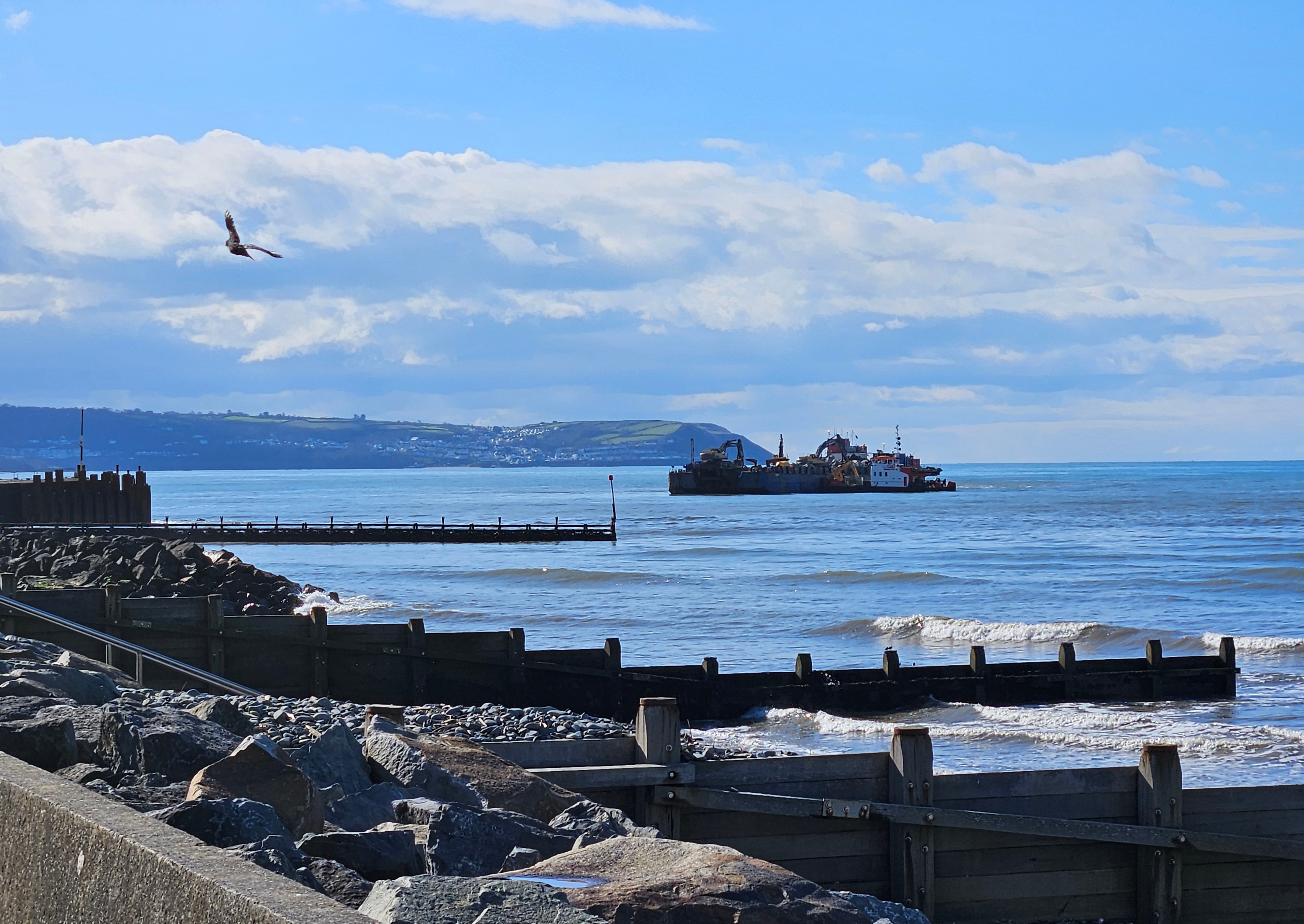 Norwegian boulders for Aberaeron coastal defence scheme arrive by sea ...