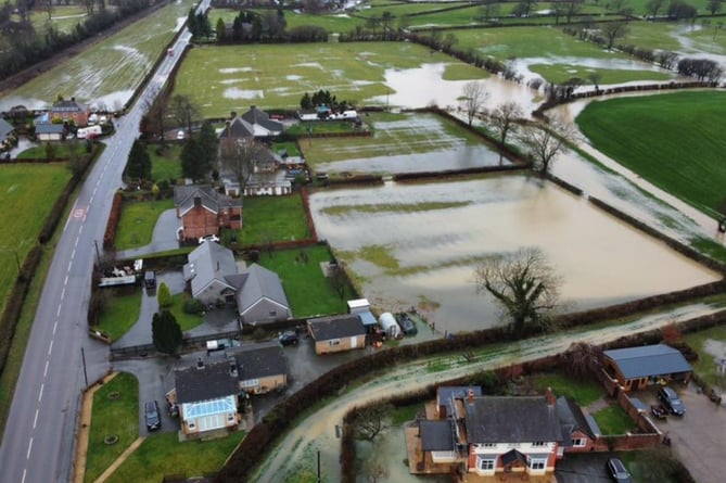 Recent drone footage of flooding in Caersws