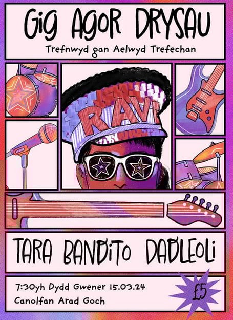 Poster wedi'i ddylunio gan aelodau Aelwyd Trefechan