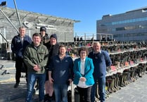 Thousands of wellies line the steps of the Senedd in protest
