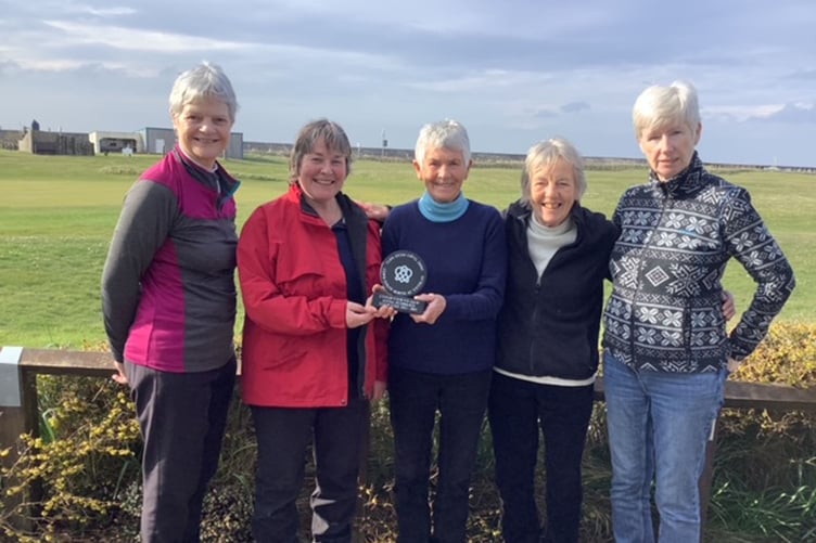 Debbie Jones, Helen Lewis, Anna Hubard, Sue Wilson and captain Catrin Pugh Jones