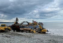 Weekend work continues on Aberaeron's £32 million sea defences