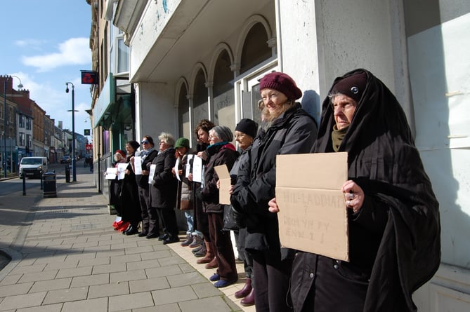 A 'Women in Black' vigil was held the same day in the town, calling for an 'end to war' and a 'ceasefire now'. Women in Black groups across the world hold vigils for peace, including peace in Palestine.