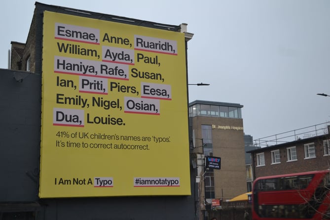 A 'I Am Not A Typo' campaign billboard in London