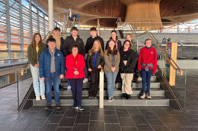 Members of Ceredigion Youth Council in the Senedd
