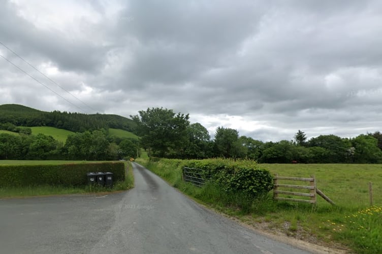 Looking towards where the rural enterprise dwelling would be on the outskirts of Carno