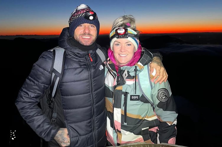 Jonathan Evans and Kelly Thomas on the top of Snowdon