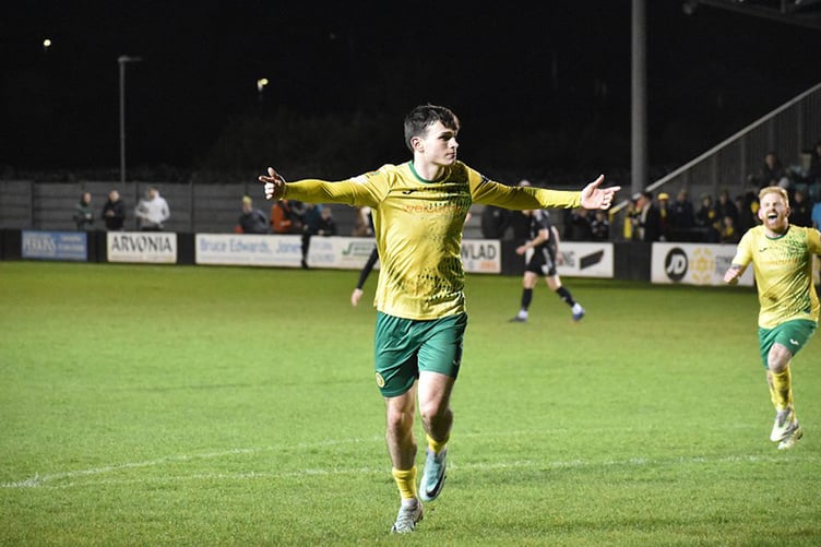 Louis Lloyd celebrates scoring his seventh goal of the season for the Cofis