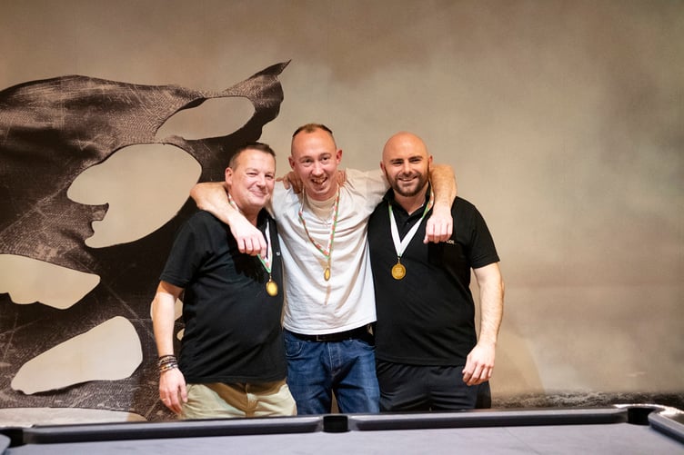 Division One three-a-side winners Ben, Carl and Dave (Black Llan A)