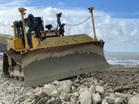 Sea defence work continues on Aberaeron beach