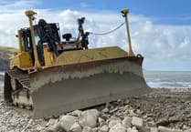 Sea defence work continues on Aberaeron beach