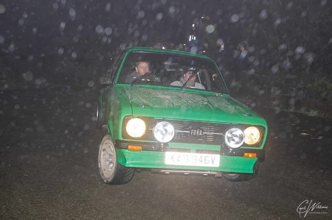 TVMC members Ieuan Evans and Dafydd Sion Lloyd finishing in 2nd O/A and 1st in class on the Merfyn Hughes Memorial Rally Llyn 2024