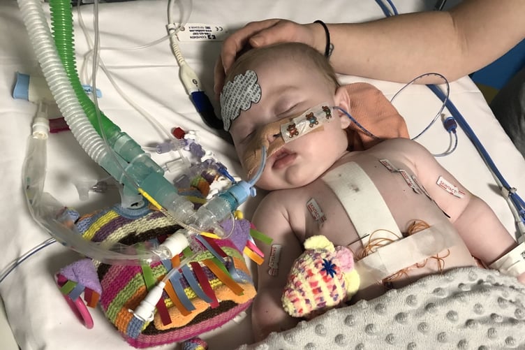 Pixie Roberts after her surgery at five months old