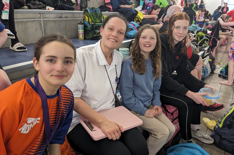 Iyla Berner with former club captain and coach Meganne Tooze, her daughter Moli Tooze and Club Captain Elen Morgan