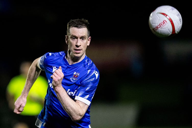 Bridgend, Wales -  26th September 2023: 
Chris Venables of Penybont in action.
Penybont v Barry Town United in the JD Cymru Premier at the SDM Glass Stadium on the 26th September 2023. (Pic by Lewis Mitchell/FAW)