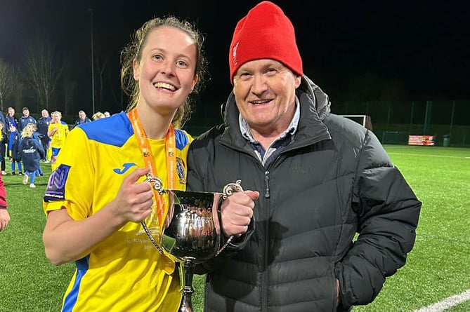 Lowri pictured with the cup and her proud dad Gordon Patrick Walker