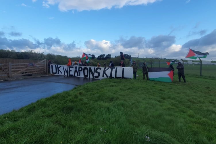 Protestors blockade a second entrance to Parc Aberporth