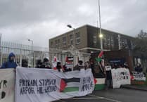 60 Palestine protestors block entrance to Parc Aberporth on global day of action