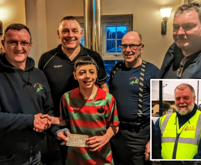 Motorbike club give cheque to rugby club juniors in memory of friend
