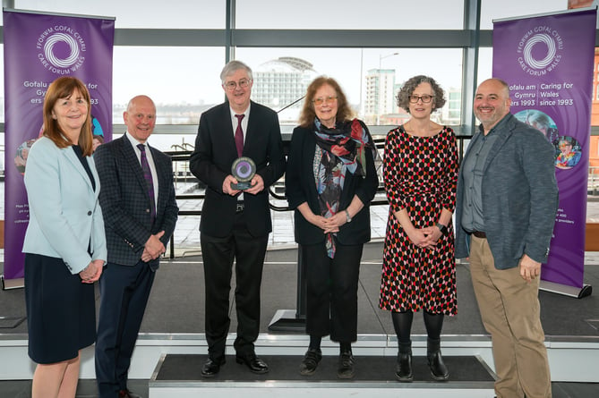 Care Forum Wales event at The Senedd where First Minister Mark Drakeford was presented with an award.