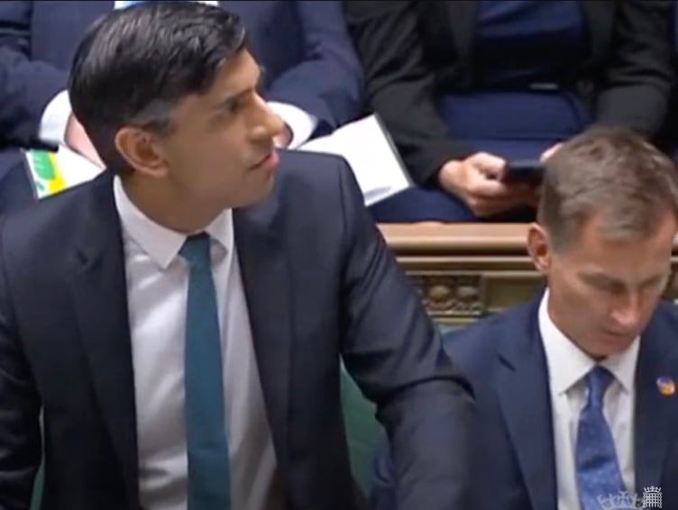 Jonathan Lord asks Rishi Sunak a question during PMQs