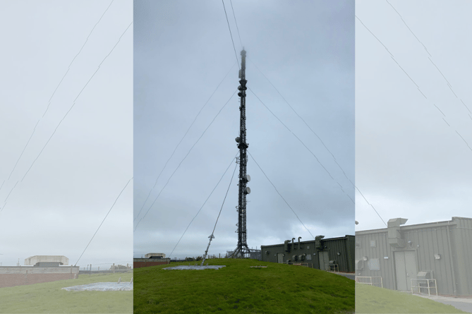 The 152 metre mast is visible from Tywyn to Aberaeron