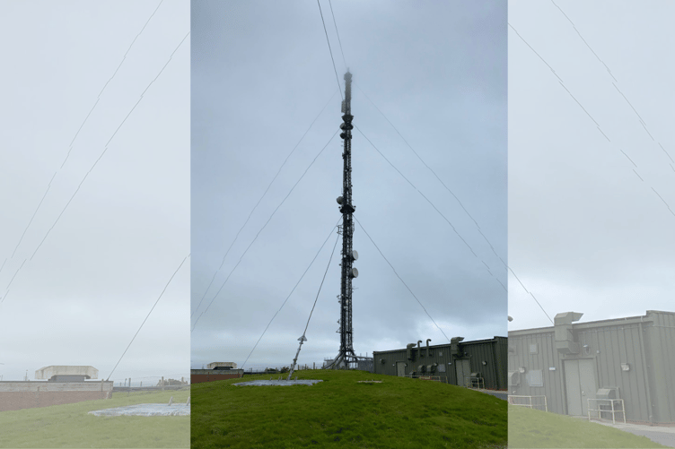 The 152 metre mast is visible from Tywyn to Aberaeron