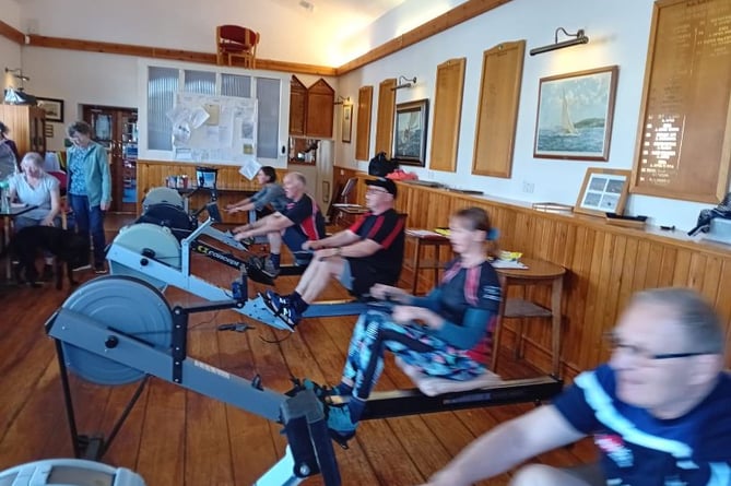 The rowers in the Chapel Room of Madog Yacht Club
