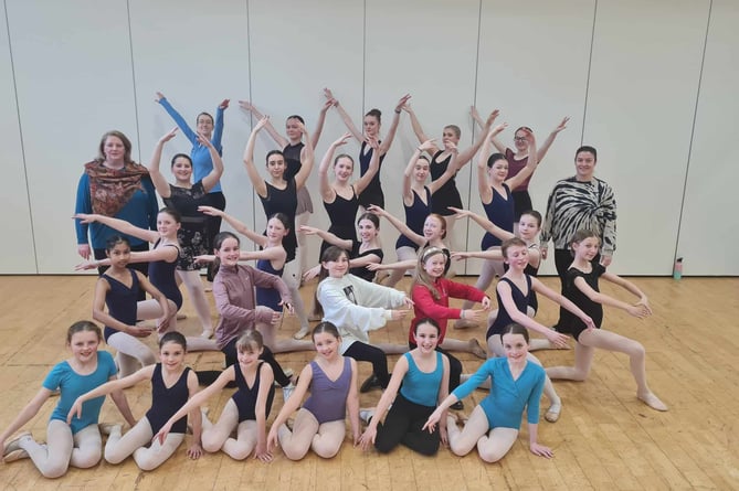 Phillipa Gilbert and Hannah Goodchild with just some of the dance school's talented ballet dancers