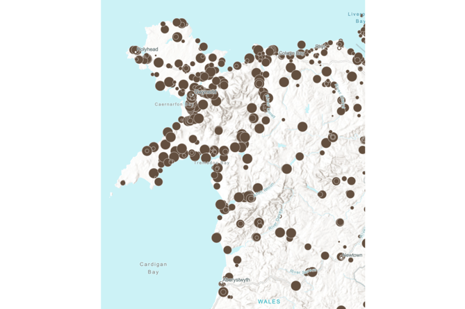 This map shows the 2023 annual summary of sewage spills across Wales
