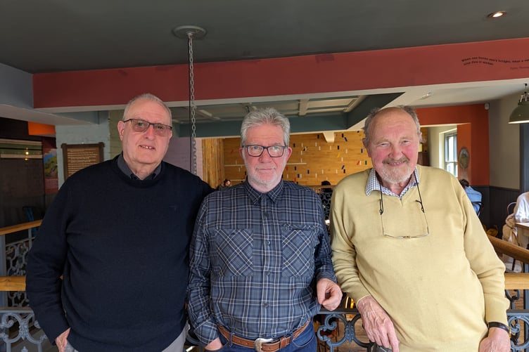 Tudor Jones (left) and Dan Gregory (right) from the Road Safety Group, who were instrumental in creating the initial £40k application. Middle- Cllr Gwyn Wigley Evans