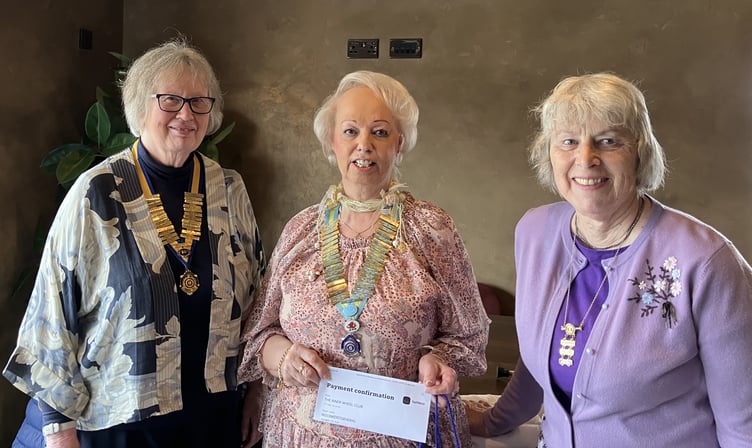 Club President Christine Sutherns, District Chair Brenda Scourfield and Club member Pat Sani