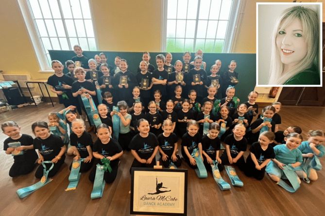 Laura McCabe (inset) and the children of her dance school