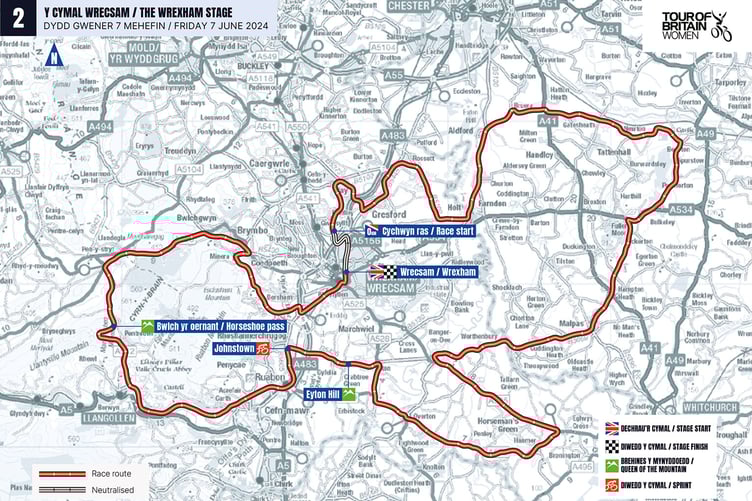 The route around Wrexham