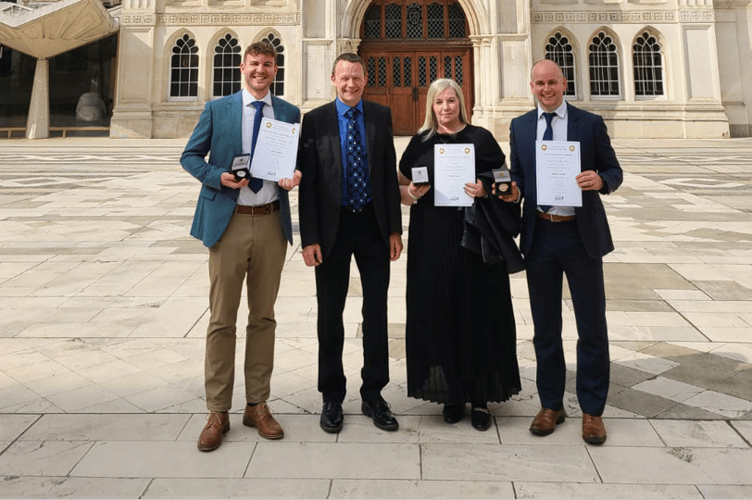 Hywel Morgan (Production Assistant), Lawrence Washington (Managing Director), Ceri Owen (Sales & Business Development Manager) and Aled Lloyd (Brewer)